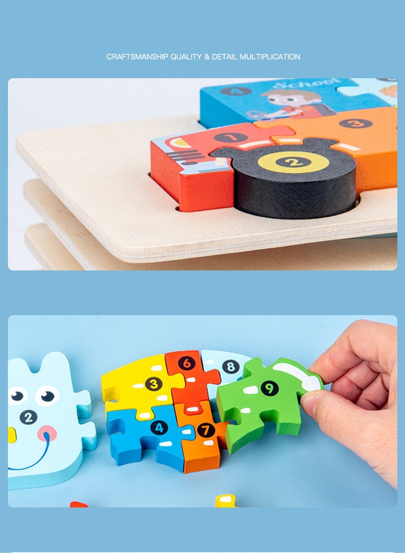 Children's Educational Wooden Puzzle, Police Car, Suitable Gift For 3-5 Years Old (Size 20.5*10.6*1.5CM) - Image 3
